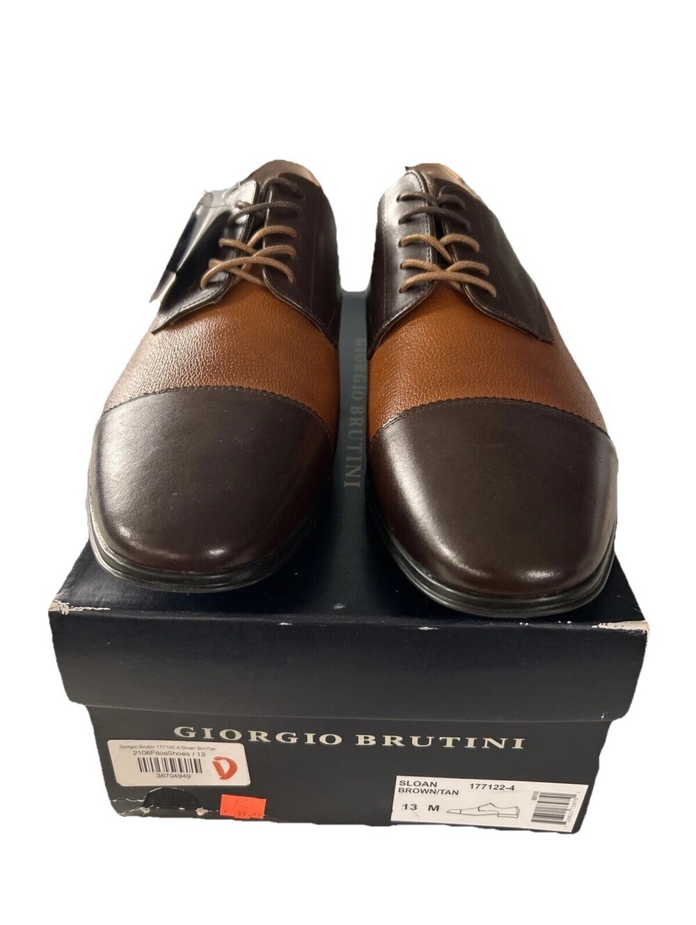 Giorgio Brutini Mens Sloan Cap Toe Oxford Shoes Size 13 M Brown Tan Leather